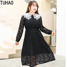 Tuhao vestido de renda manga longa feminino, outono inverno cor sólida plus size 4xl 3xl vestidos para mulheres escritório vestido de festa elegante 2020 wm31 2024 - compre barato