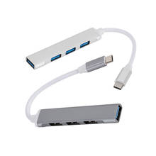 HUB USB tipo C de aleación de aluminio, HUB tipo C a USB 3,0, Compatible con HDMI, 4 puertos, Multi divisor USB 3,0, adaptador USB 2,0 para MacBook 2024 - compra barato
