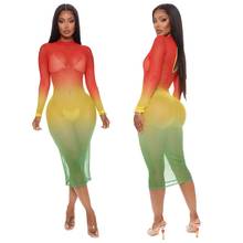 Sexy New Women mesh sheer Mini Dress Beach Cover-Ups  See Through Bodycon Dress Cover Up Beachwear 2024 - buy cheap