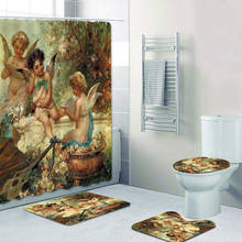 Vintage Art Fairies Musician Angels by Hans Zatzka Shower Curtains Bathroom Curtain Set Rug Mat Bathtub Accessories Home Decor 2024 - buy cheap