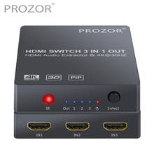 PROZOR 3x1 HDMI-compatible Switch with Audio Extractor Converter Analog Optical Toslink SPDIF Output Support 4K 3D 1080P PIP 2024 - buy cheap