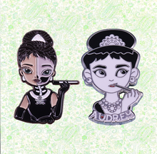 Audrey Hepburn Actress enamel pin Day of the Dead style Roman Holiday Movie Brooch Feminist Gift Retro Diva Pop Art badge 2024 - buy cheap