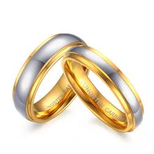 Anillo de carburo de tungsteno chapado en oro para hombres y mujeres, anillos de boda, Alianza de Amor, parejas, 4mm/6mm 2024 - compra barato