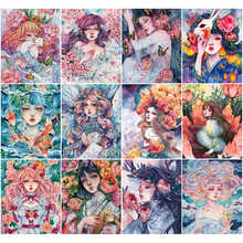 Картина AZQSD по номерам наборы на холсте портрет уникальный подарок DIY Раскраска по номерам Цветочная девушка картина для гостиной домашний декор 2024 - купить недорого