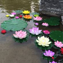 Lírio aquático de lótus artificial, enfeite de folhas 10cm para decoração de piscinas, tanque de flores flutuantes, 2 peças 2024 - compre barato