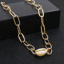 MINHIN Gold Color Chain Natural Seashell Choker Necklace Collars European Summer Beach Jewelry Statement Necklace Gifts 2024 - buy cheap