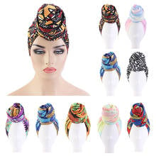 Women African Head Turban Cotton Hijab Bandana Cap Boho Print Beanie Hat Headwrap Muslim Islamic Knot Twist Chemo Hair Loss Caps 2024 - buy cheap