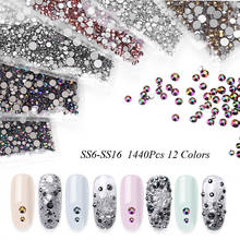 SS6-16 brilhante cristal arte do prego strass decorações 12 cores flat-back vidro gemas 3d design manicure 2024 - compre barato