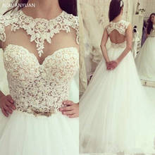 Vintage Tulle Wedding Dress with Lace Appliques Backless Customized Bridal Gowns Cheap Robe De Mariee New Arrivals Vestidos 2024 - buy cheap