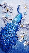 Div 5D мультфильм Павлин Цветочный Цветок синий полный алмаз краски ing вышивки крестом наборы художественное животное 3D краски бриллиантами 2024 - купить недорого