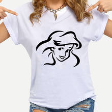 Camisetas con estampado de Ariel La sirenita para mujer, Tops blancos Harajuku, ropa de Instagram de verano 2024 - compra barato