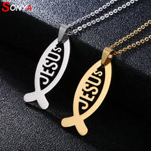 SONYA Stainless Steel Letter Jesus Pendant Necklace For Women Fashion Jewelry Christian pendant Chain Necklaces Jewelry Gifts 2024 - buy cheap