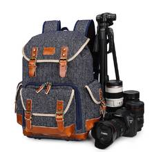 M455 Photography Pepper And Salt Canvas Waterproof Batik Canvas Backpack Laptop Men Camera Bag Carry Case For Canon Nikon DSLR 2024 - buy cheap