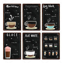 Placa de menú de café Vintage, cartel de hierro para decoración de pared de 20x30 cm, para cafetería, hogar, Bar, Pub, pastel, comida rápida 2024 - compra barato