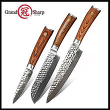 Grandsharp Kitchen Knife Set 3 Pcs Chef Santoku Paring Kitchen Knives vg10 Damascus Japanese Knife Razor Sharp Chef Knives Pro 2024 - buy cheap