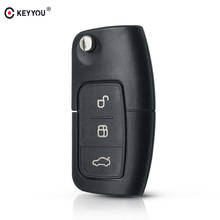 KEYYOU-carcasa de llave para coche, cubierta de mando a distancia modificada, plegable, abatible, 3 botones, para Ford Focus Fiesta c-max s-max Ka Mondeo Galaxy 2024 - compra barato
