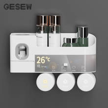 GESEW-Soporte multifunción para cepillo de dientes, caja de almacenamiento impermeable, dispensador automático de pasta de dientes, accesorios de baño montados en la pared 2024 - compra barato