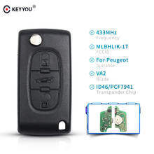 KEYYOU 3 Buttons Car Keyless Entry Case Flip Folding Remote Key 433MHz with ID46 Chip VA2 Blade For Citroen C3 C2 C5 C4 Picasso 2024 - buy cheap