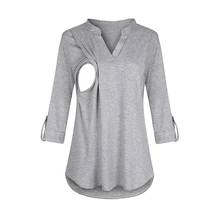 Одежда для беременных женщин 2021 полосатые топы с длинным рукавом для кормящих матерей блузка для грудного вскармливания футболка для кормящих грудью 2024 - купить недорого