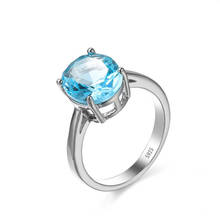 Женское модное обручальное кольцо для невесты серебристого цвета, женская бижутерия на палец, светло-голубое кольцо принцессы с фианитом 1 карат 5 А 2024 - купить недорого