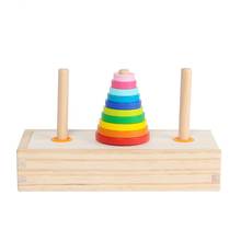 Torre de hanói brinquedos educativos para crianças aprendizado precoce de madeira quebra-cabeça clássico 2024 - compre barato