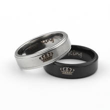 HIP-HOP Stainless Steel Couple Rings Crown Her King & His Queen Wedding Rings for Women Men Valentine's Day Gift 2024 - buy cheap