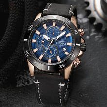 RUIMAS Chronograph Watches Men Luxury Top Brand Quartz Watch Man Army Leather Strap Waterproof Wristwatch Relogios Masculino 572 2024 - buy cheap