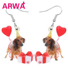 ARWA Acrylic Christmas Dachshund Dog Earrings Heart Balloon Animal Earrings Drop Dangle For Women Girl Teen Charm Gift Jewelry 2024 - buy cheap