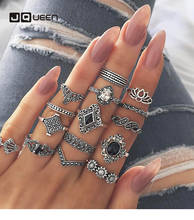 New personality 15 piece set ring Bohemian vintage style ring Ancient Anemone Female New Ring Fashion ring for Women 2024 - buy cheap