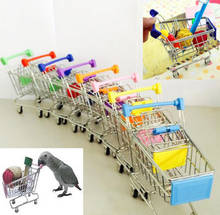New Colorful Funny Mini Supermarket Shopping Cart Trolley Pet Bird Parrot Hamster Toy Fruit basket Canary 2024 - buy cheap