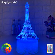 Luz noturna led da torre eiffel muda de cor, crianças, quarto, luz noturna, presente único para aniversário, quarto, decoração, lâmpada 3d, presente 2024 - compre barato