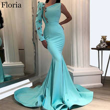 Sky Blue Dubai One shoulder Prom Dress Mermaid Long Formal Evening Dress Turkish Special Occasion Dress Arabic Women Vestidos 2024 - buy cheap