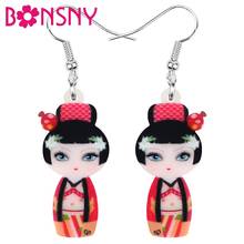 Bonsny-pendientes acrílicos con forma de muñeca japonesa, joyería colgante, para mujeres, niñas, adolescentes y niños, gran oferta, decoraciones, regalo a granel 2024 - compra barato
