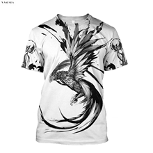 Camiseta con estampado 3D de Fénix para hombre y mujer, camisa de cuello redondo con estampado de calavera de dragón y Gallo, YinYang, Harajuku, informal 2024 - compra barato