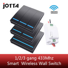 Jotta 1/2/3 gang 433Mhz smart push Wireless Switch Light RF Remote Control 110V 220V Receiver Wall Panel button Ceiling Lamp 2024 - buy cheap