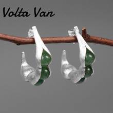 Volta Van Aventurine Drop Earrings 925 Sterling Silver 2022 New Pendientes Plata Elegant Pea Pods Vintage Jewelry Earrings 2024 - buy cheap
