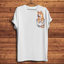 Camiseta de akita e shiba inu, camiseta engraçada de bolso 3d para homens, verão, casual, kawaii, hipster, roupa de rua 2024 - compre barato