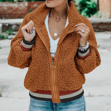 2019 outono inverno do falso casaco de pele feminino fofo quente jaqueta casaco outwear casual teddy coat retalhos bolsos velo 2024 - compre barato