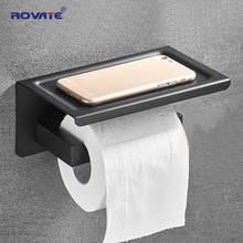 ROVATE Matte Black Toilet Paper Holder with Shelf, SUS304 Stainless Steel Bathroom Tissue TP Roll Dispenser Wall Mounted 2024 - buy cheap