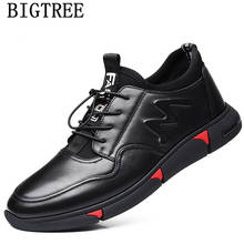 Tênis masculino de couro, sapato casual de couro genuíno, confortável, preto, de luxo, design de alta qualidade 2024 - compre barato