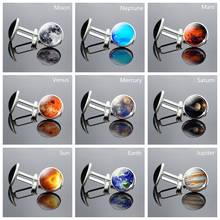 1 Pair Full Moon Galaxy Planet Cufflinks Suits Shirt Cuff Links Silver Plated Cufflinks for Men Wedding Cuff Accessories 2024 - buy cheap