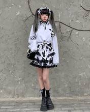 New Autumn Japanese Harajuku Panda Splicing Top Women White Cute T-Shirt Preppy Style Sweet Cool Girl Long Sleeve Cotton T-Shirt 2024 - buy cheap
