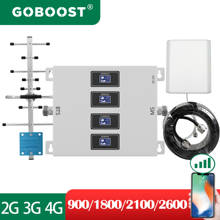 GOBOOST 3G 4G Four Band Celluar Amplifier 900 1800 2100 2600 Mhz Cell Phone Signal Booster WCDMA Network Reapeater Cable a Set 2024 - buy cheap