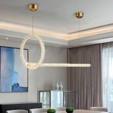 Lustre moderno para sala de estar, cozinha, decoração residencial, luminária de cristal, luxuoso, dourado 2024 - compre barato