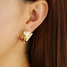 Gold filled fashion Animal leopard jewelry for women elegant micro pave cubic zirconia luxury cz Christmas gift stud earring 2024 - buy cheap