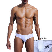 Calção de banho masculino com bojo, cuecas sexy e push pad para nadar, branco, esporte, praia, surf, gay, 2020 2024 - compre barato