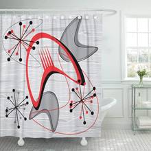 Gray Mid Century Modern 1950 Vintage Retro Atomic Pattern Shower Curtain Waterproof Polyester Fabric 72 x 72 Inches with Hooks 2024 - buy cheap