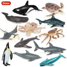 Oenux маленький океан морская модель Морские обитатели животные кит Акула Краб черепаха фигурки героев ПВХ обучающая игрушка для детей подарок 2024 - купить недорого