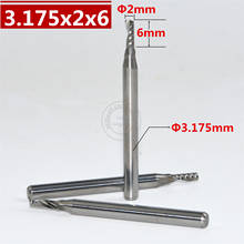 3.175mm*2.0mm*6mm,Freeshipping CNC Solid carbide woodworking  router bit,Tungsten end mill,1 flute milling cutter,MDF,acrylic 2024 - buy cheap