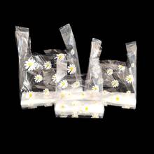 50Pcs/Pack Fresh Daisy Plastic Baking Packing Bag Small Clear Jewelry Storage Bag With Handle Transparent Gift Bag 2024 - buy cheap
